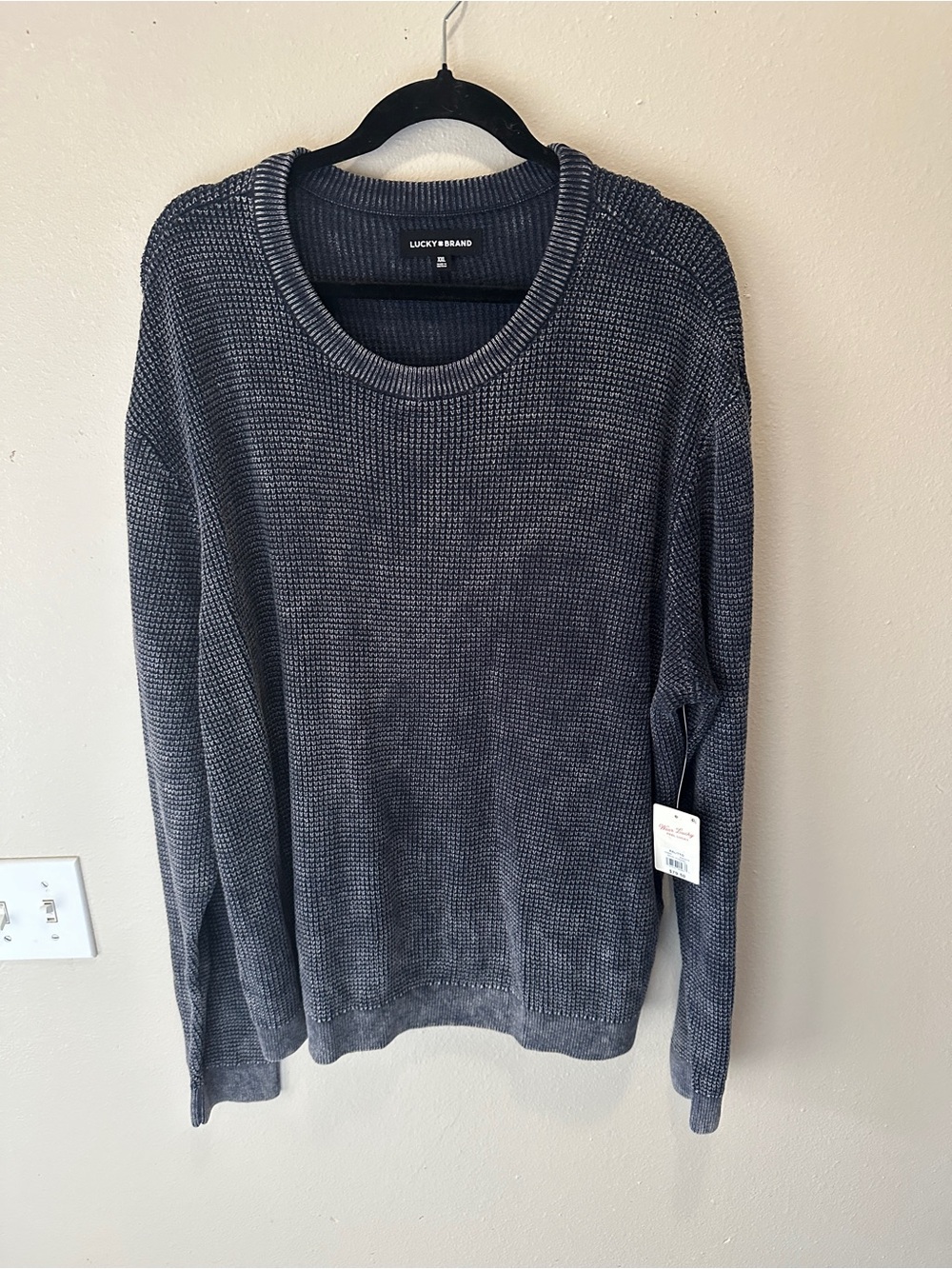 Lucky Brand Men's Dark Gray Textured Crewneck Sweater